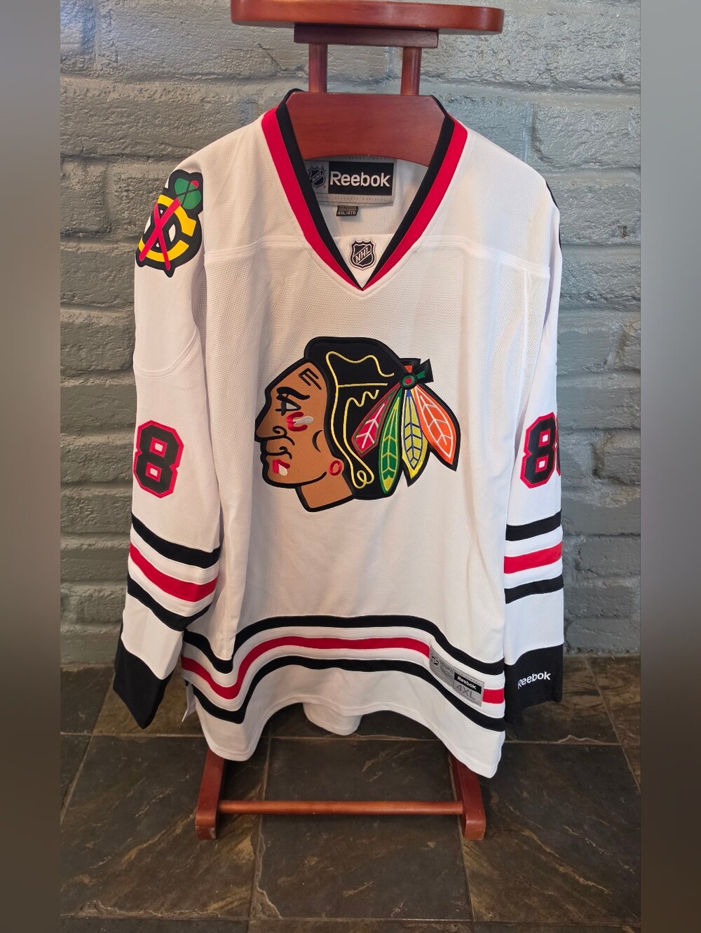 NWT Chicago Blackhawks Patrick Kane Reebok Premier White Away Jersey Men's 4XL